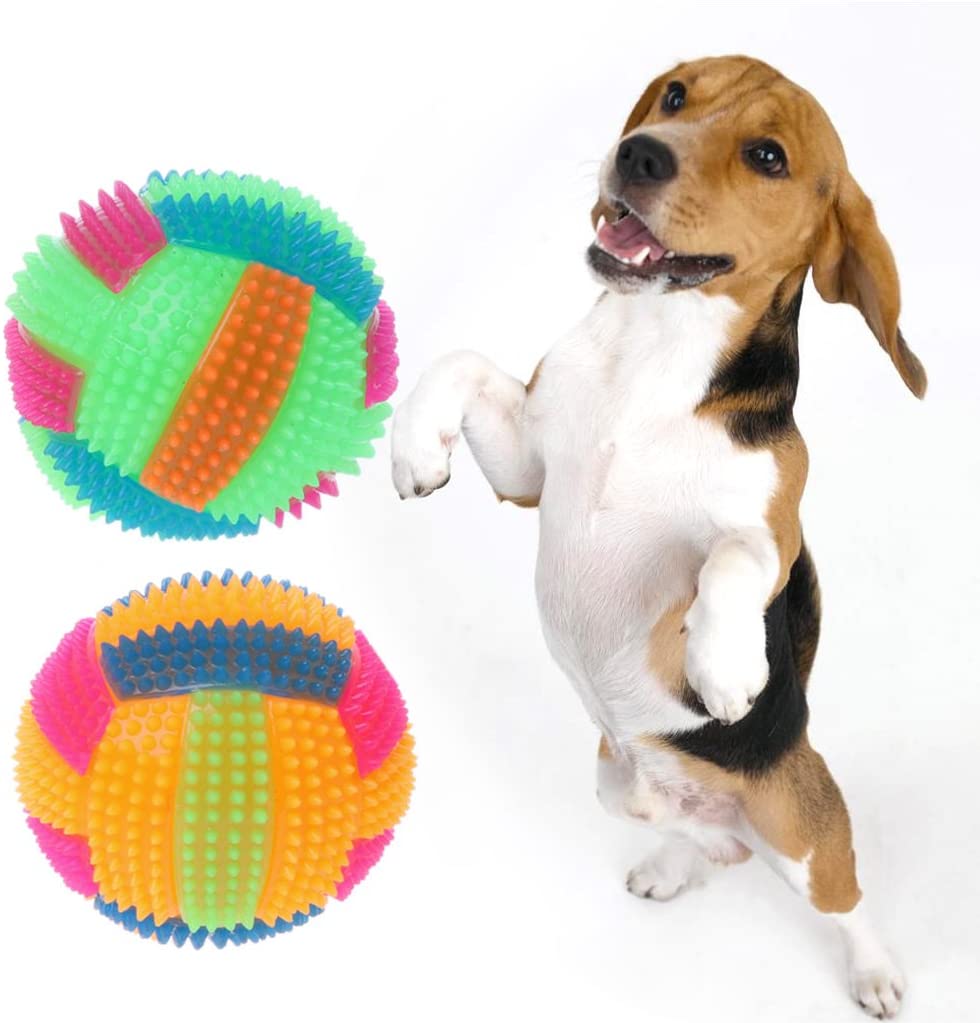  fuwahahah Juguete para Masticar con Forma de balón de fútbol con luz LED y Sonido, Juguete Divertido para Mascotas 