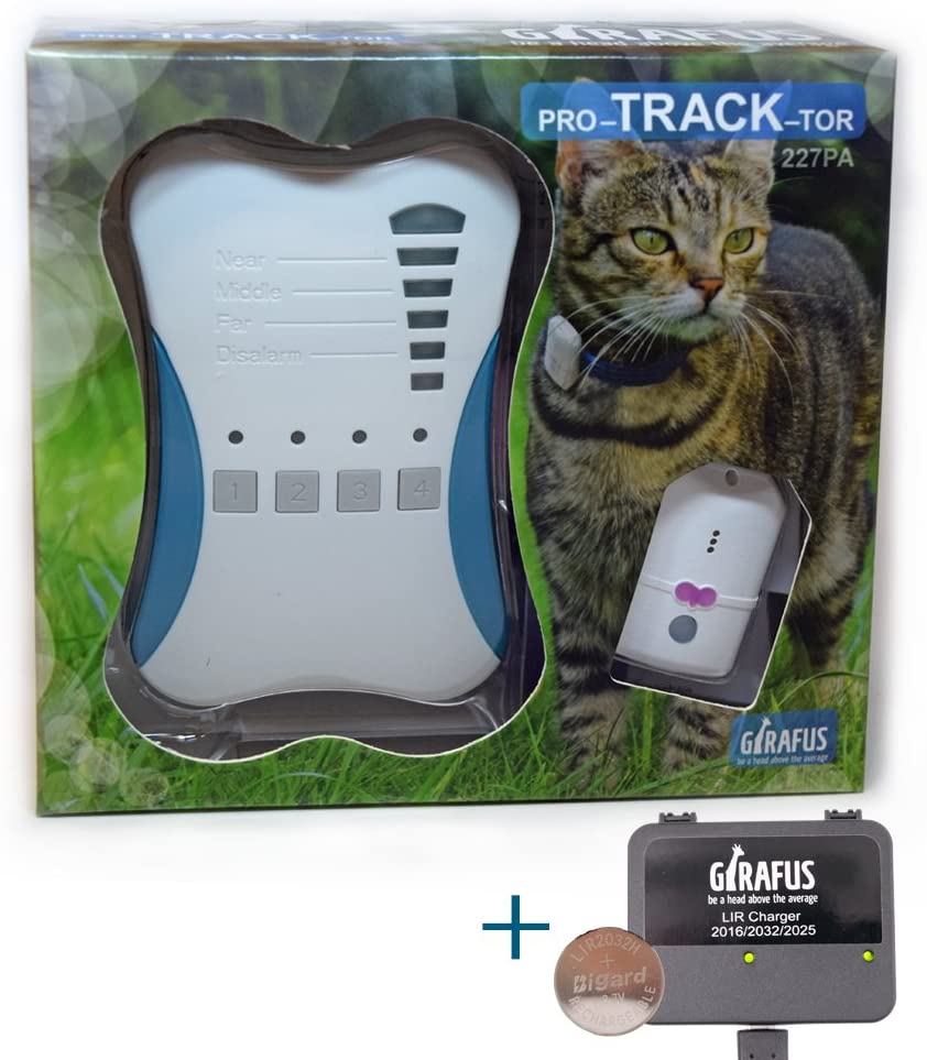  Girafus Rastreador de Mascotas Mini Pro-Track-Tor Localizador con Ondas de Radio Anti-Pérdida Gato, Perro - 1 transmisor + Cargador Incluido 