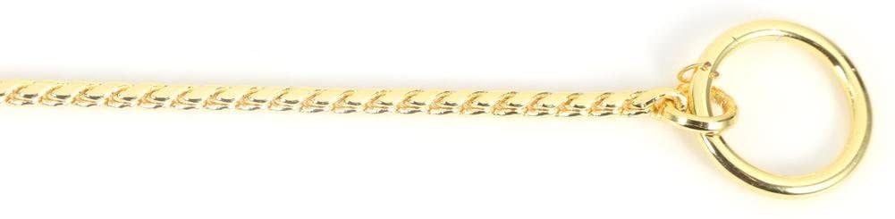  GLOGLOW 3 tamaños Cadena de Serpiente de Metal Dorado/Negro, Collar Trenzado Collares de Gargantilla de Entrenamiento de Perro Mascota para Perros pequeños medianos y Grandes(3mm*40cm- Oro) 