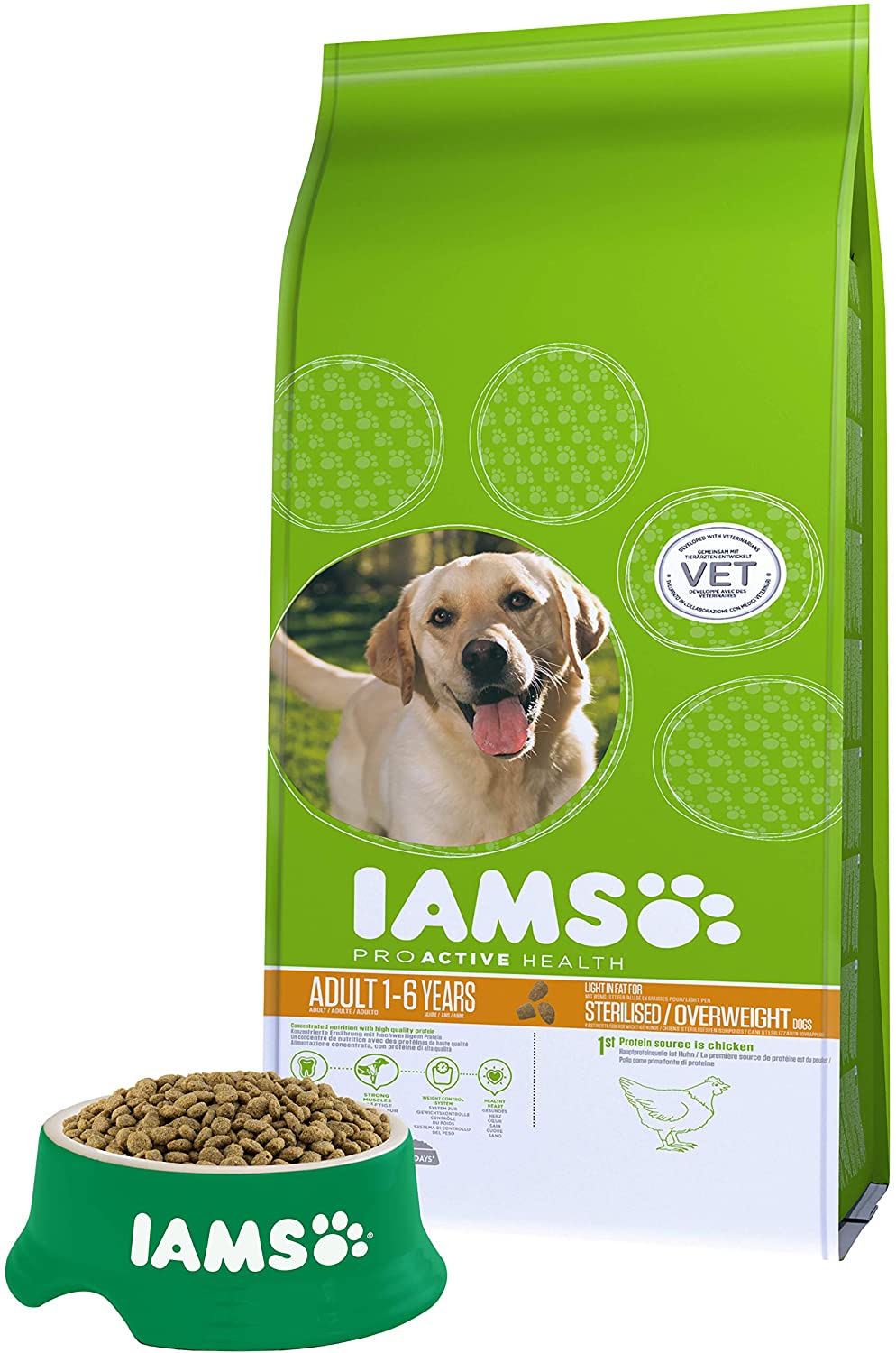  IAMS for Vitality Light in fat Alimento para Perros con Pollo Fresco [12 kg] 