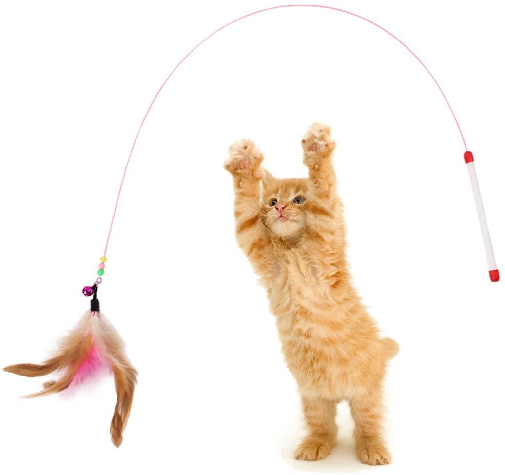  Juguetes para gatos, Legendog 10 piezas Juguete interactivo para gatos con plumas para Kitty 