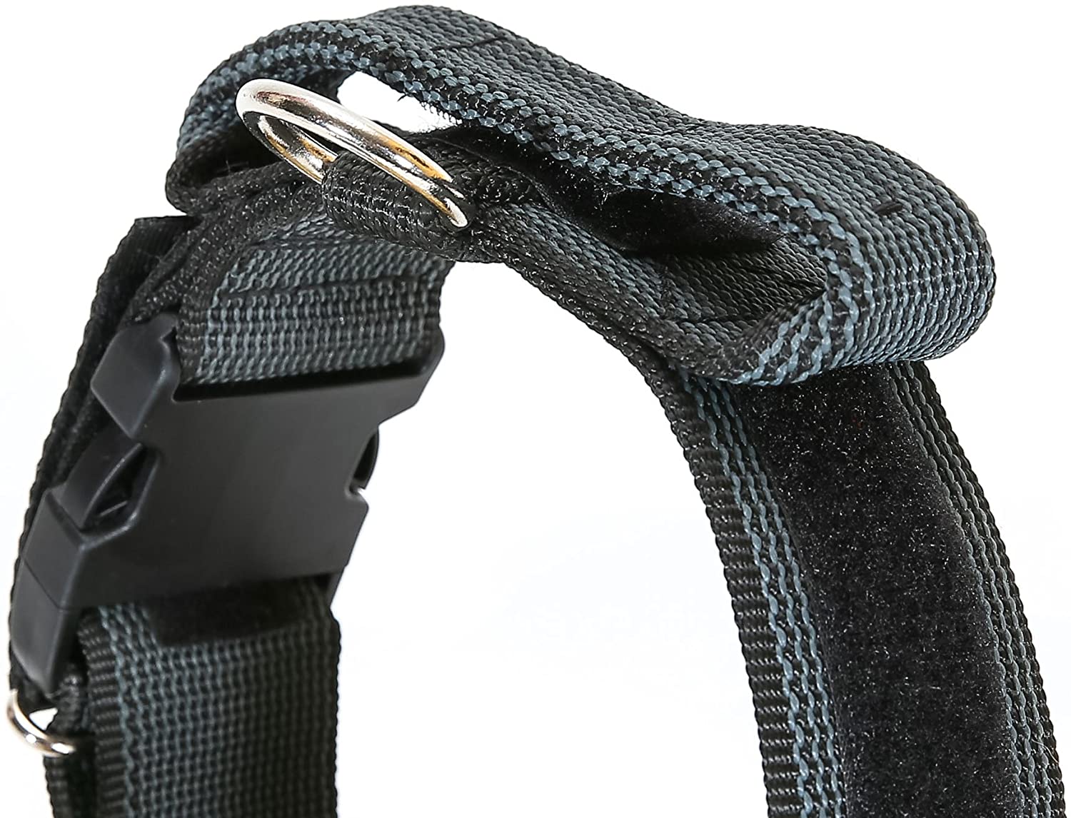  Julius-K9 Collar Color & Gray con la manija, la cerradura de seguridad y el remiendo intercambiables, 50 mm (49-70 cm), Negro-Gris 