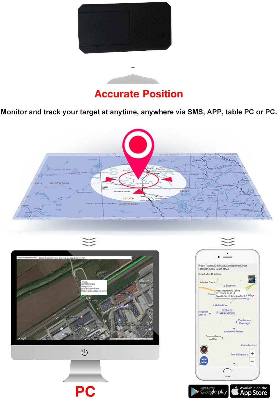  JUNEO 901 - Rastreador de Tiempo Real, localizador GPS antipérdida, para Monedero, para niños, Color Negro 