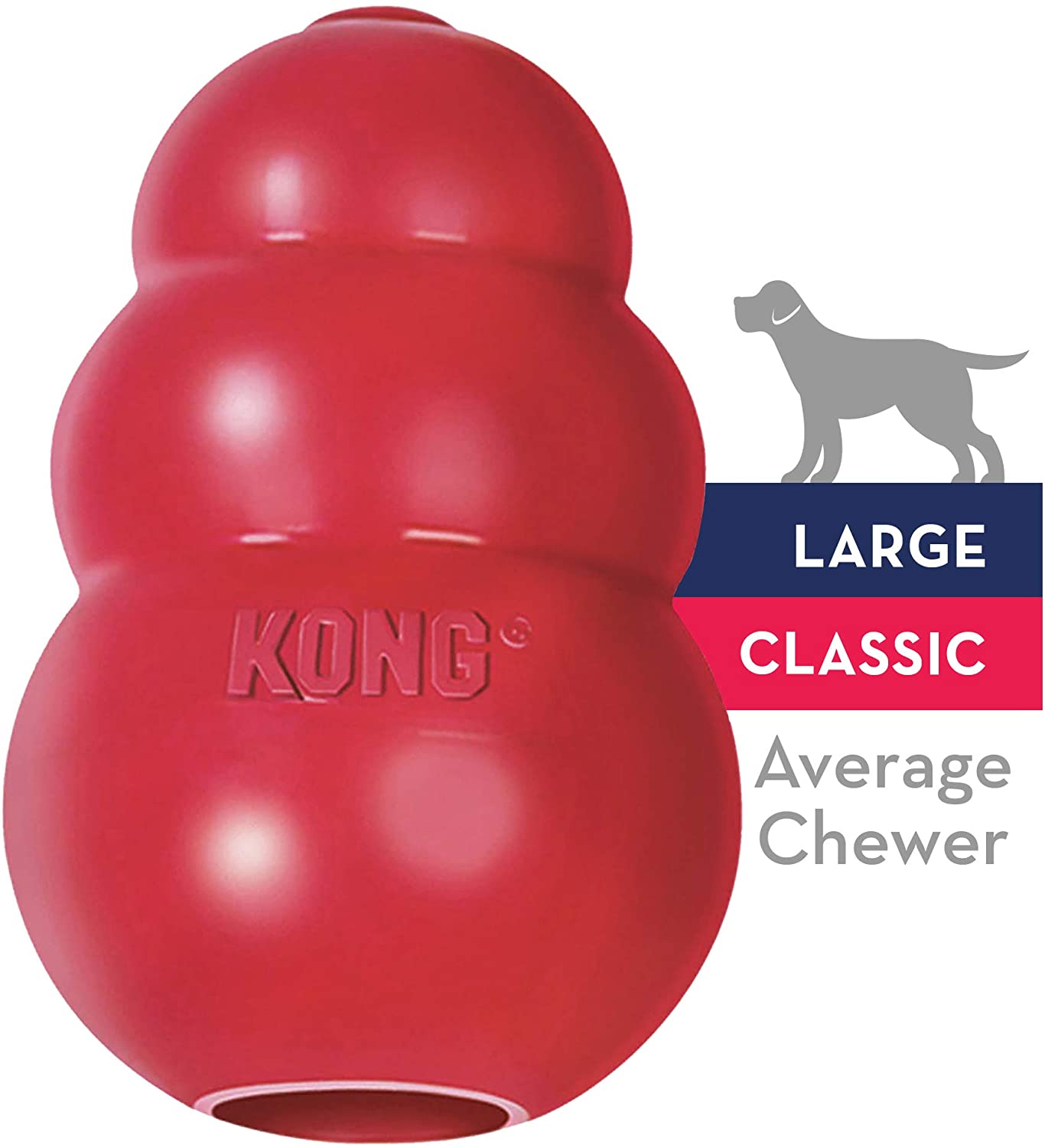 KONG - Classic - Juguete de resistente caucho natural - Para morder, perseguir o buscar - Raza L 