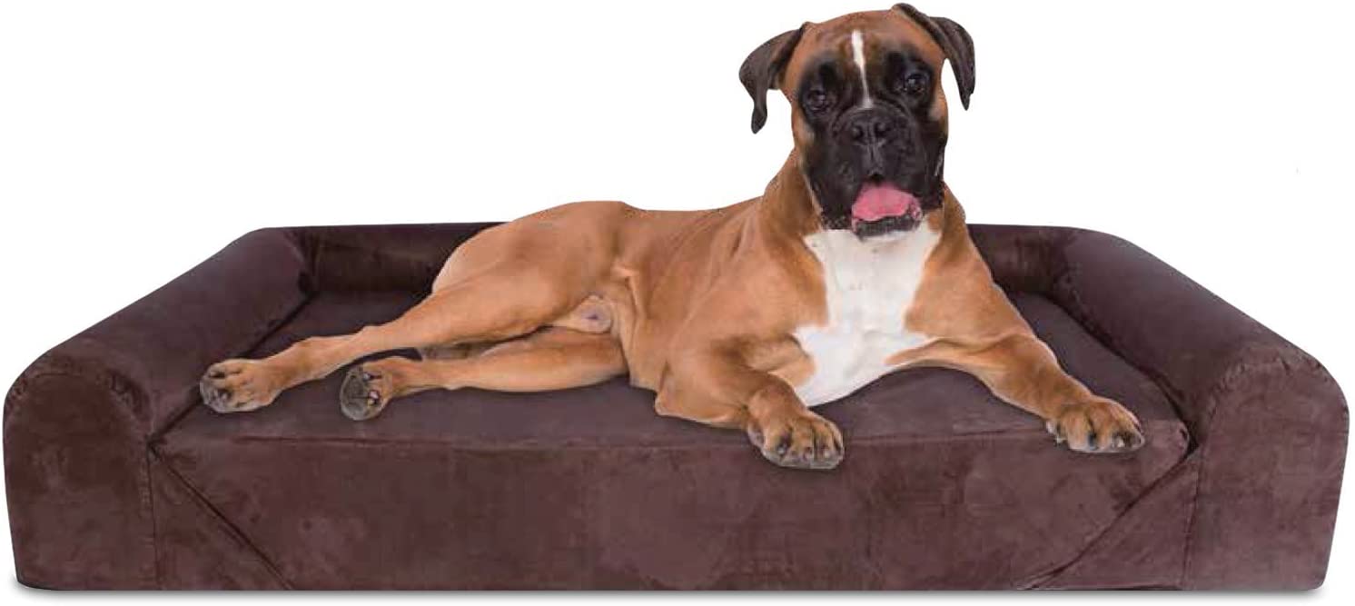  KOPEKS Sofa Cama para Perro Extra Grande Estilo Lounge Perros Mascotas Grandes Gigantes con Memoria Viscoelástica Ortopédica 142 x 100 x 25 cm - XL - XXL - Marrón 