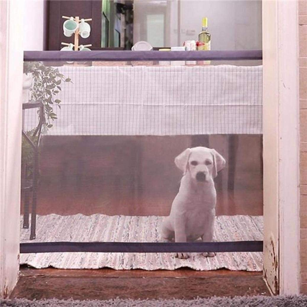  Miaogo Magic Gate Portátil y Plegable Safe Guard Cerramiento de Seguridad para Mascotas Dog Cat Fences, Net de Aislamiento para Mascotas Paredes de Puertas de Coche Stairwells (72 x 180 cm) 