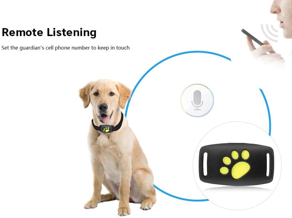  Mini rastreador de GPS para mascotas Collar rastreador de actividad para perros y gatos Posicionamiento del dispositivo anti-perdido Buscador de localizadores en tiempo real Impermeable Negro 