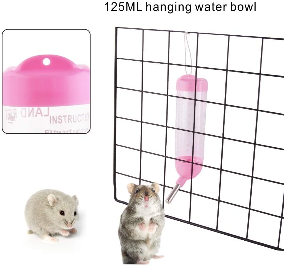  MOACC Hamster Botella de Agua Alimentador Automático Dispensador de Agua para Ratas, Cobayas, Hurones, Conejos, Pequeños Animales, 125ml, Rosa 