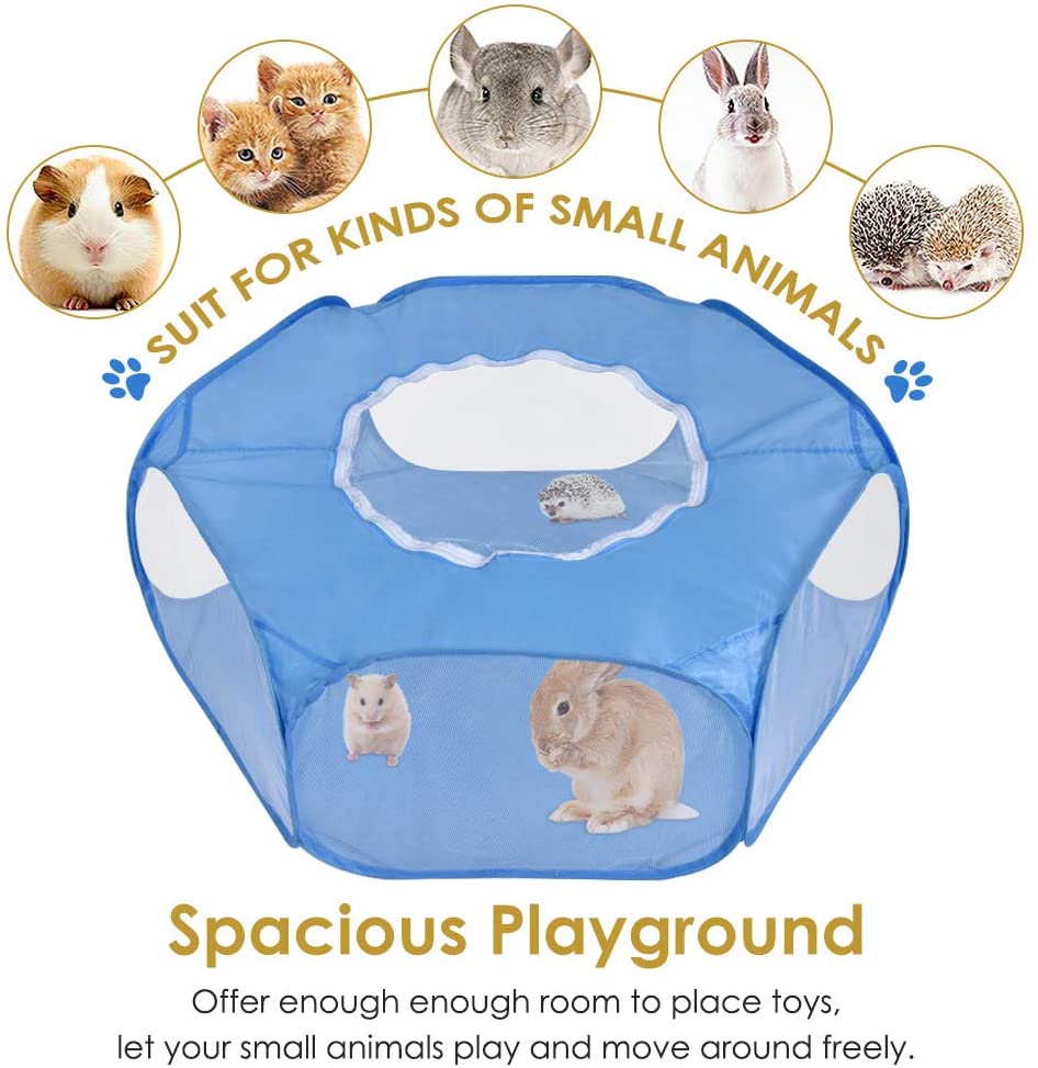  Nasjac Área de Juegos para Animales pequeños, Tienda de Mascotas Transparente Transpirable con Cubierta Superior, Apertura automática Plegable para Interiores, para Gatitos, Cachorros 
