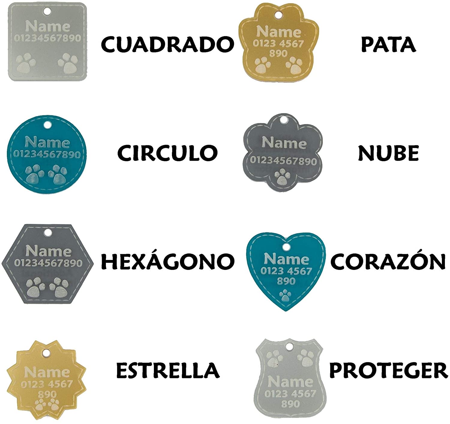  National Engraver Etiquetas de Identificación de Mascotas Perros y Gatos Personalizadas Grabado Premium 