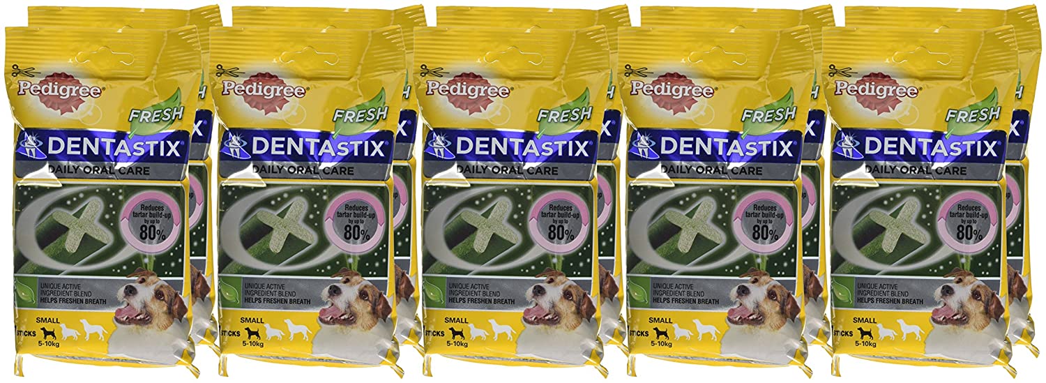  PEDIGREE Dentastix Fresh Premios para Perros Pequeños de Higiene Oral contra el Mal Aliento - Paquete de 10 x 110 gr - Total: 1100 gr 