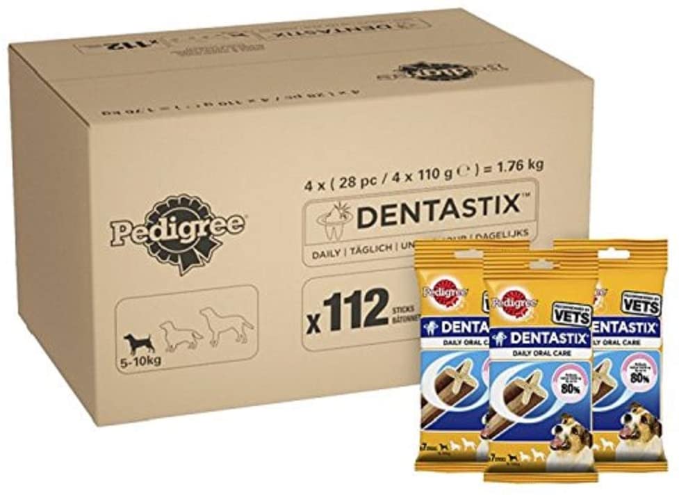  PEDIGREE DentaStix - Golosina de Cuidado Dental para Perros pequeños, con Sabor a Pollo y Ternera, contra la formación de sarro para Dientes sanos, 1 Paquete (1 x 112 Unidades) 