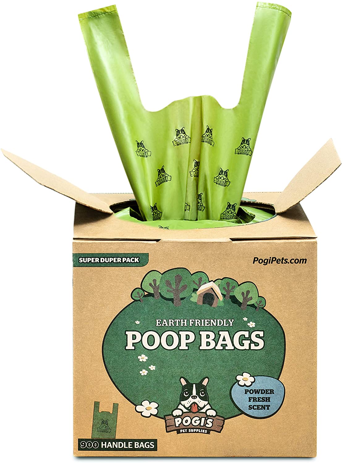  Pogi's Poop Bags - 900 Bolsas para excremento de Perro con manijas de Amarre fácil - Biodegradables, Perfumadas, Herméticas 