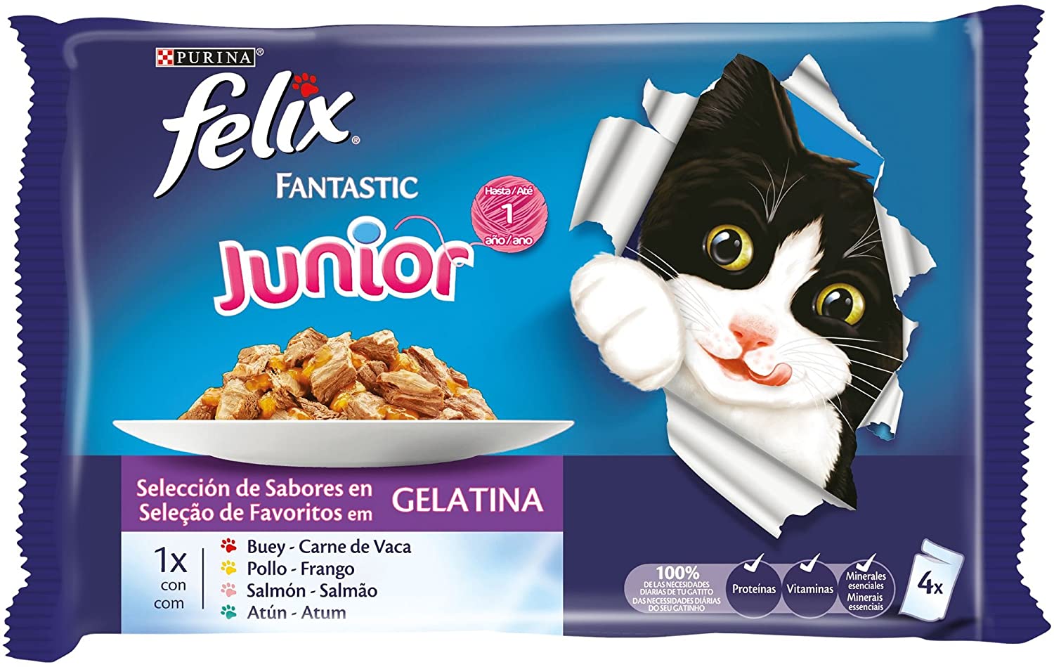  Purina Felix Fantastic comida para gato Junior Selecciones Favoritas 10 x [4 x 100 g] 