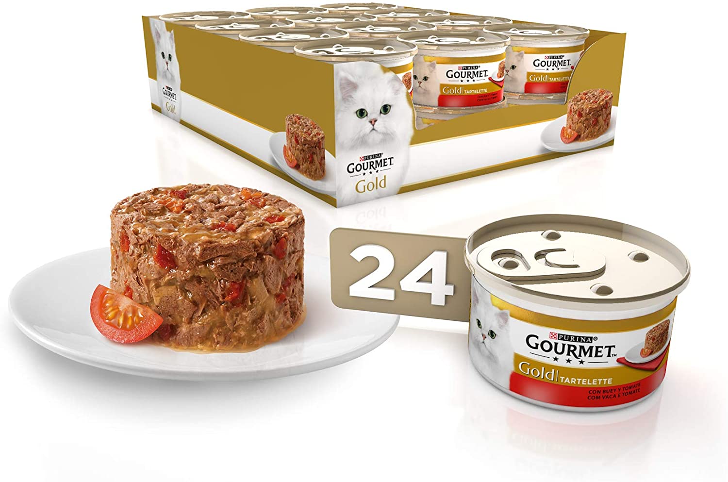  Purina Gourmet Gold Tartalette comida para gatos con Buey y Tomate 24 x 85 g 
