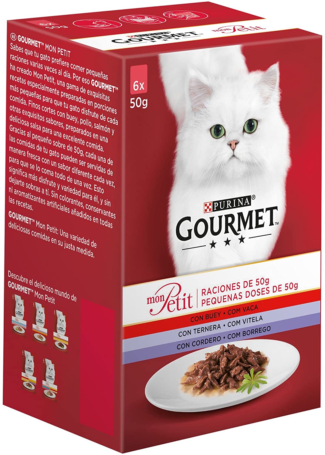  Purina Gourmet Mon Petit comida para gatos Carnes 8 x [6 x 50 g] 