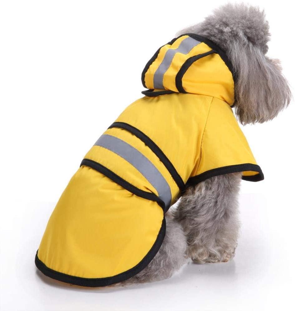  Ruiuzi Moda Reflectante Rayas Amarillo Impermeable para Mascotas días lluviosos Slicker Impermeable Ropa Cachorro Lluvia Poncho Capucha para S M L Enorme Perros Gatos 