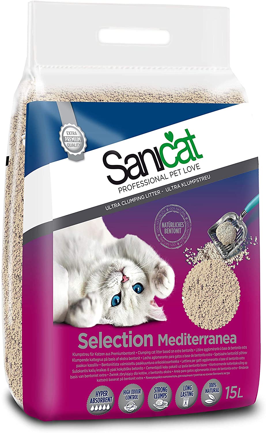  Sanicat Select Mediterranea Arena de Gatos Ultra Aglomerante - 15L 