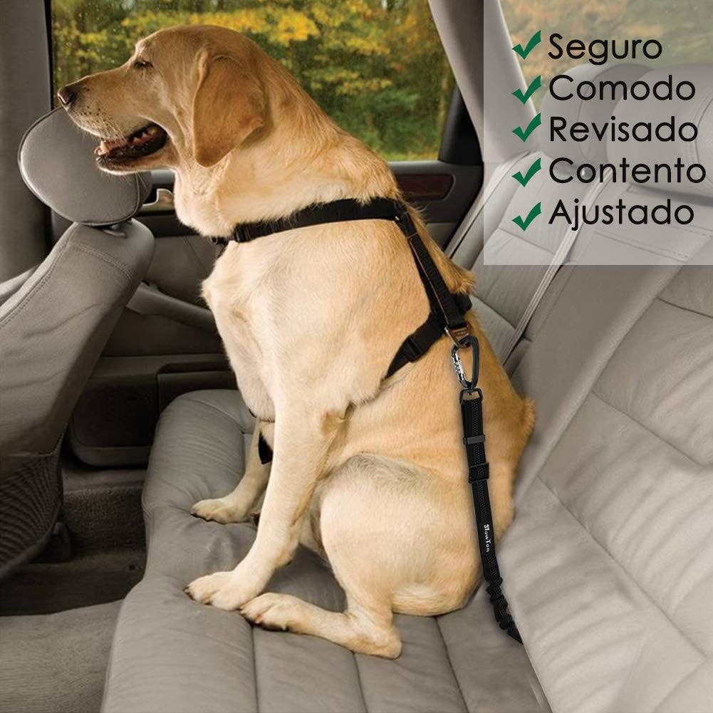  SlowTon Cinturón Perro Coche, Mascotas Cinturón de Seguridad para Perro - Ajustable,Hebilla Universal de Nylon para Mascotas de Viajes 