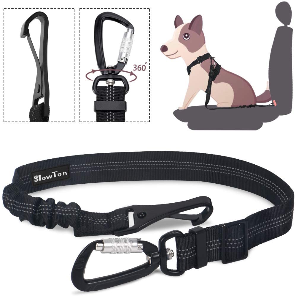  SlowTon Cinturón Perro Coche, Mascotas Cinturón de Seguridad para Perro - Ajustable,Hebilla Universal de Nylon para Mascotas de Viajes 