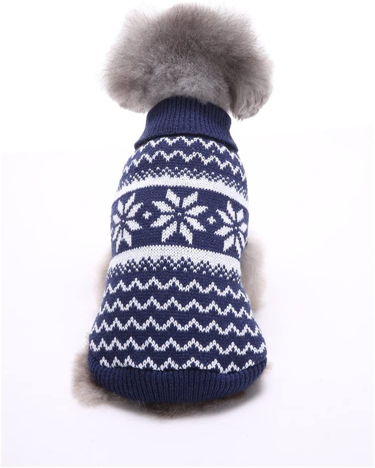  Tuopuda Navidad Mascotas suéter Invierno Perro Nieve Lana del Perrito Traje Caliente Ropa de Abrigo (M, Azul Marino) 