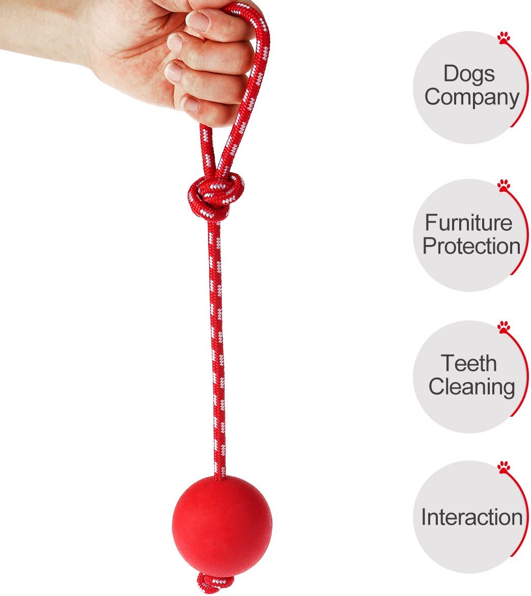  UEETEK Bola de Juguete Masticar Goma de Mascota con la Cuerda, Perro Lanzador de Bola Interactiva para Mascotas Jugando Ejercicio de Entrenamiento, Bola de Diámetro 7.5cm 