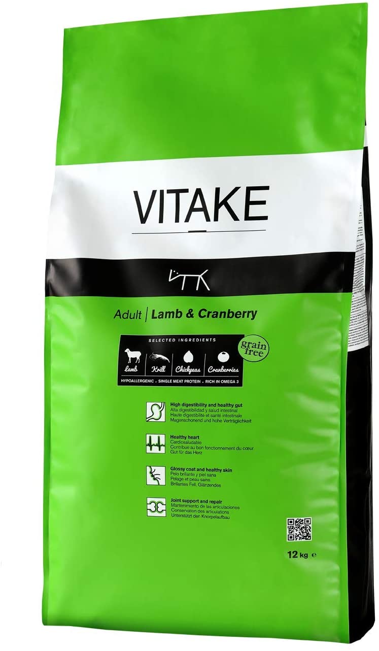 VITAKE Lamb & Cranberry IAlimento Seco Completo para Perros Adultos I Grain Free I con Cordero y Arándanos I Hipoalergénico (12 kg) 