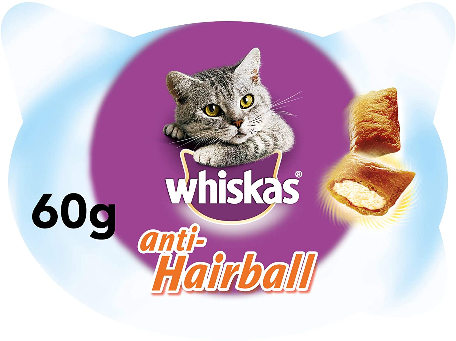  Whiskas Anti-Hairball de 60 g para bolas de pelo de uso diario para gatos (Pack de 8) 