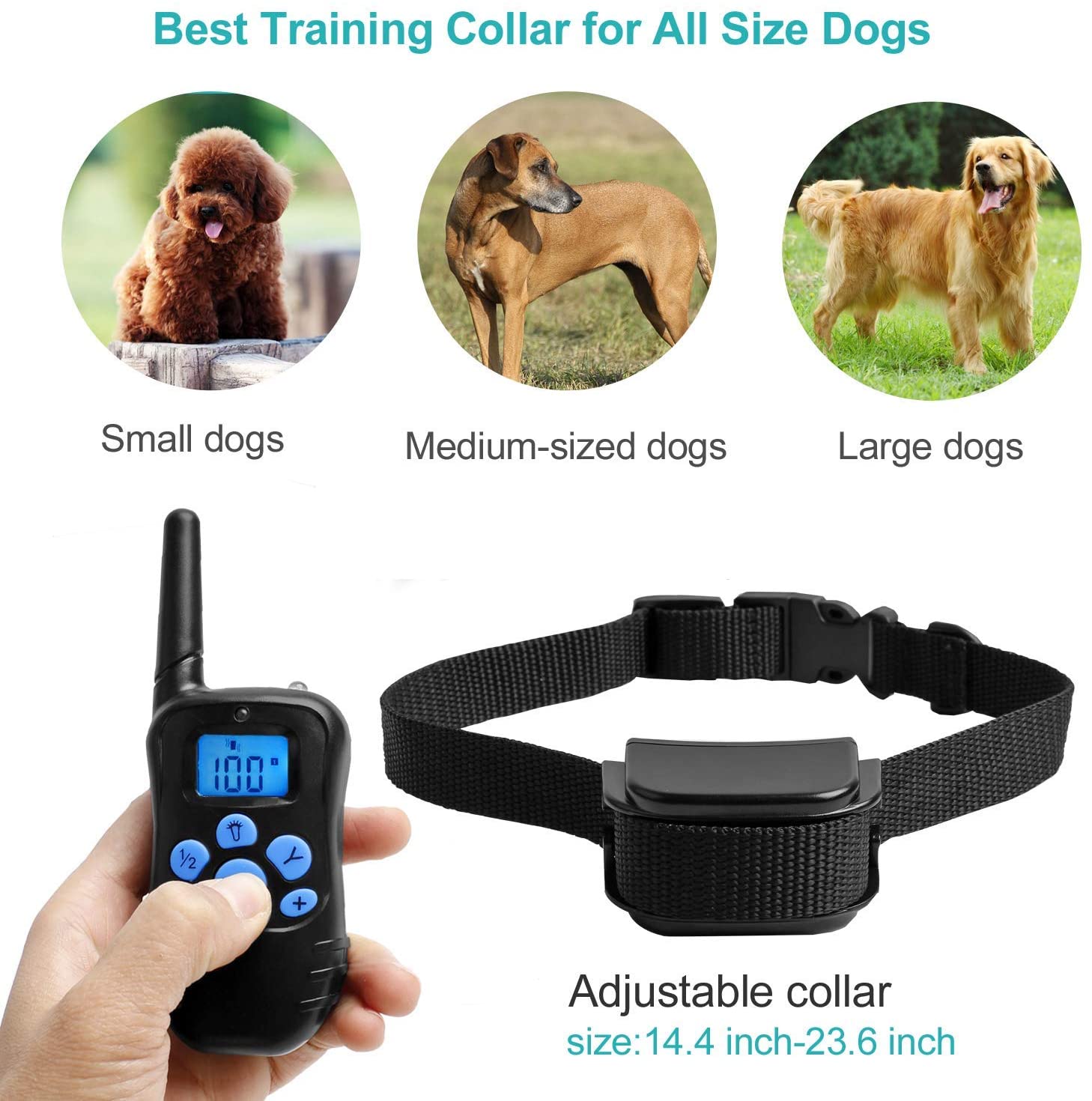  Wodondog Collar eléctrico para Perro, Recargable e Impermeable, Collar de Entrenamiento para Perro, Intensidad de vibración Ajustable 
