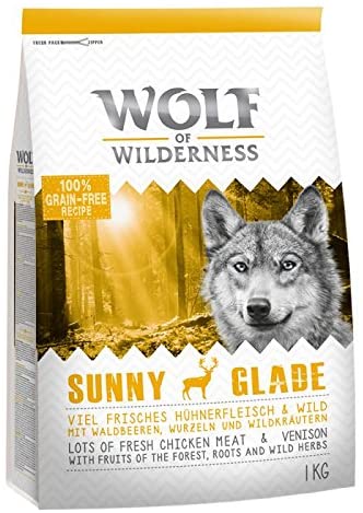  Wolf of Wilderness Venison - Guante de sol para adulto Una comida saludable y saludable para su perro 