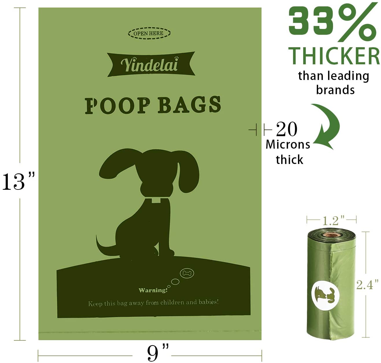 yingdelai Bolsas para Excrementos de Perro 26 Rollos, Total 390 Bolsas Poop Bag para Perro Biodegradable Grandes Animales 
