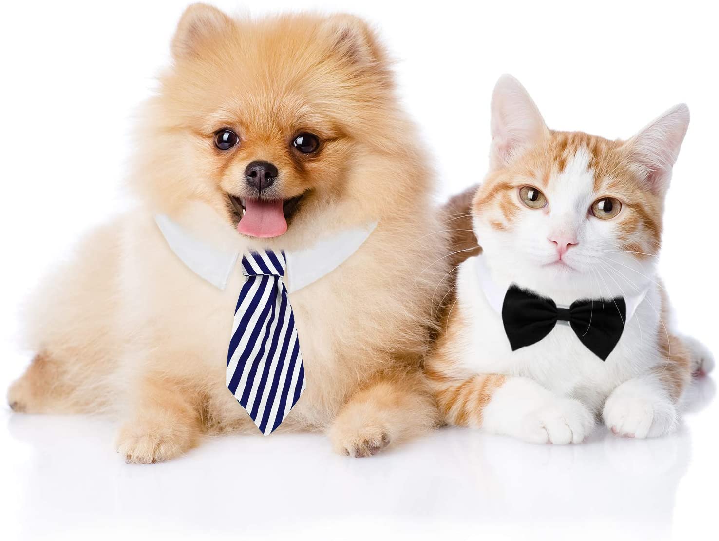  4 Piezas de Pajarita de Mascotas Corbata Ajustable Collar de Perro Formal para Perros Pequeños y Gatos Corbatas de Aseo para Cachorros Accesorios de Fiesta (S, Negro, Rojo, Rojo Blanco, Azul Blanco) 