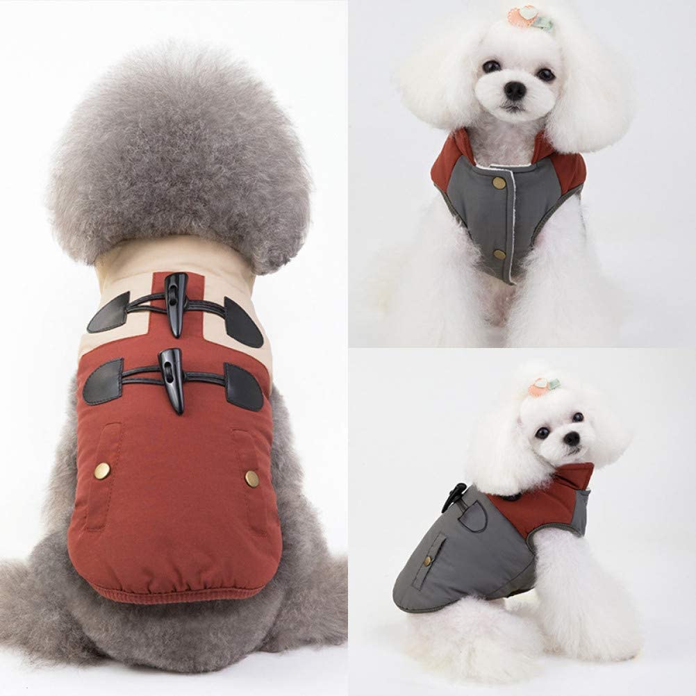  Abrigo de Perro cálido de Invierno Diseño Retro Cuerno Hebilla Cachorro Chaqueta de plumón Chaleco Ropa de Disfraz de algodón de Gato 