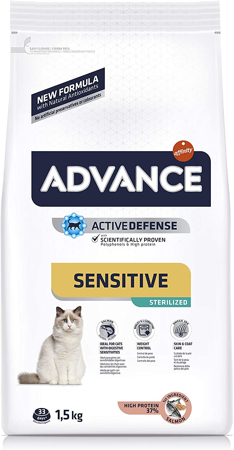  Advance Sensitivie Sterilized - Pienso para Gatos estirilizados con sensibilidades digestivas - 1.5 kg 