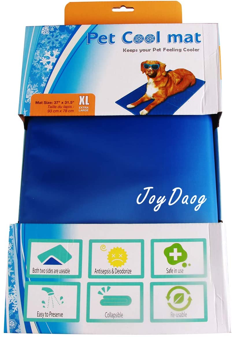  Alfombrilla de refrigeración para mascotas,Animales Nevera y Manta para Perro Fresco Cojín Azul Nevera Techo Perfecta para Camas by JoyDaog,XL(93*78cm) 