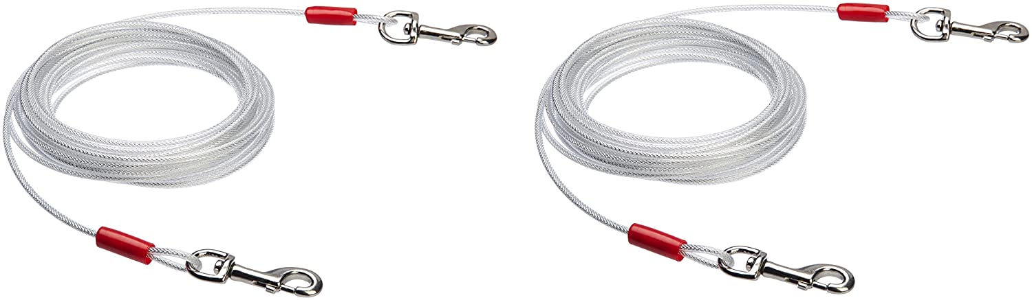  AmazonBasics - Cable para atar perros, hasta 41 kg, 7,62 m, set de 2 