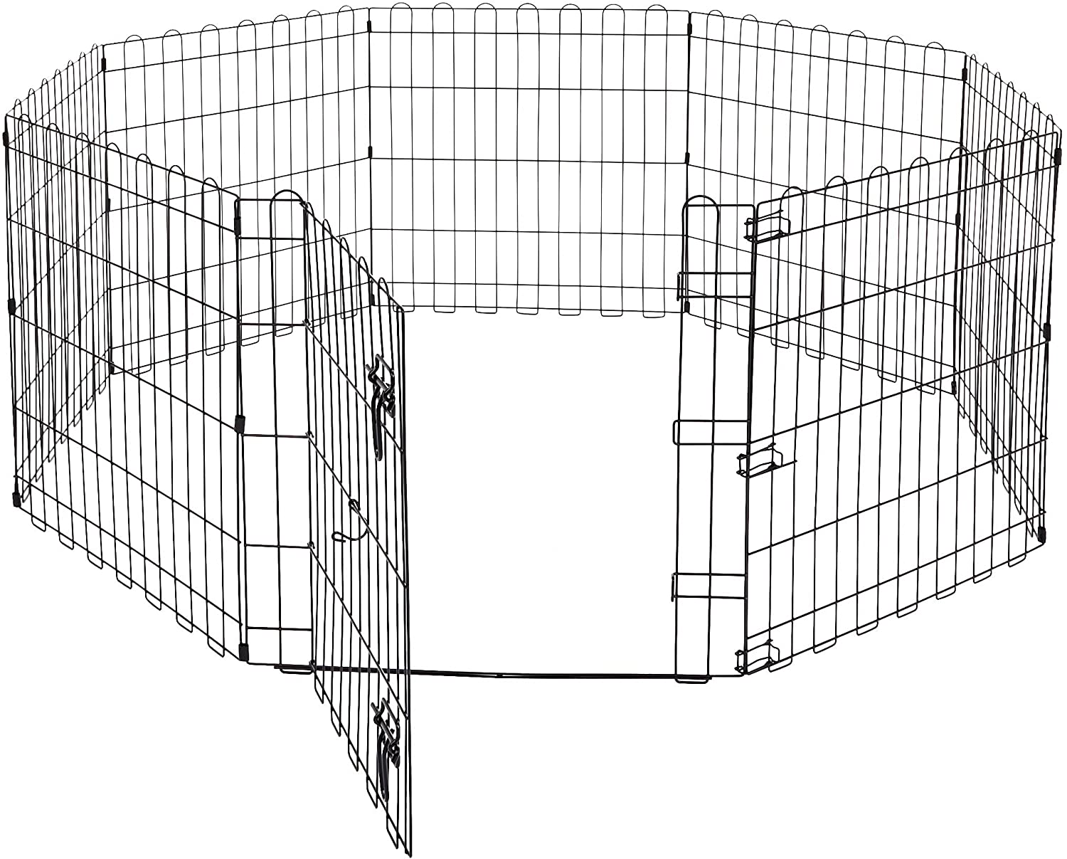 AmazonBasics - Parque de juegos y ejercicios para mascotas, paneles de valla metálica con puerta, plegable, 152,4 x 152,4 x 60,9 cm 