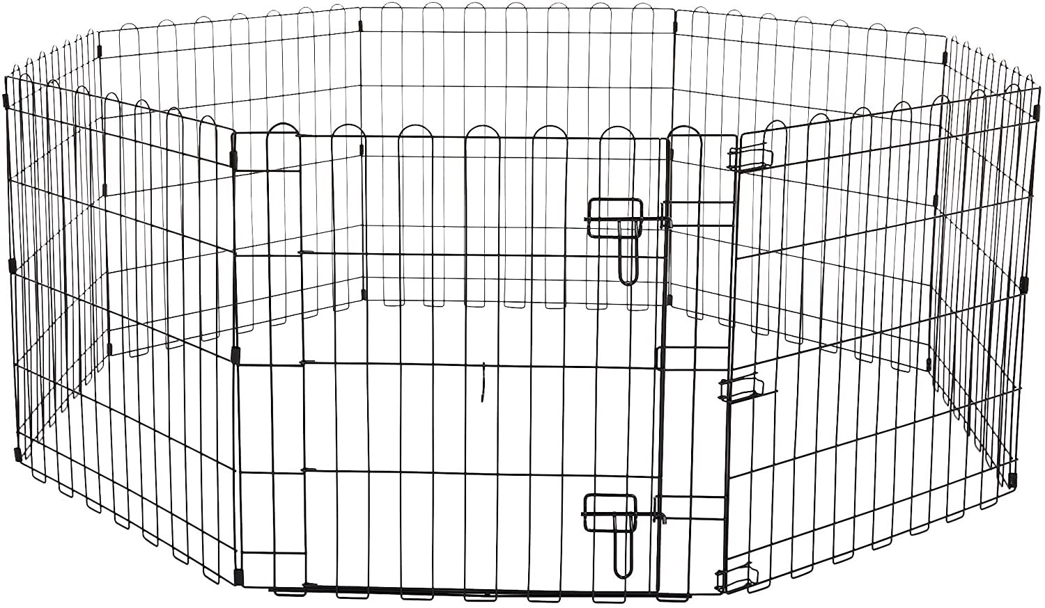  AmazonBasics - Parque de juegos y ejercicios para mascotas, paneles de valla metálica con puerta, plegable, 152,4 x 152,4 x 60,9 cm 