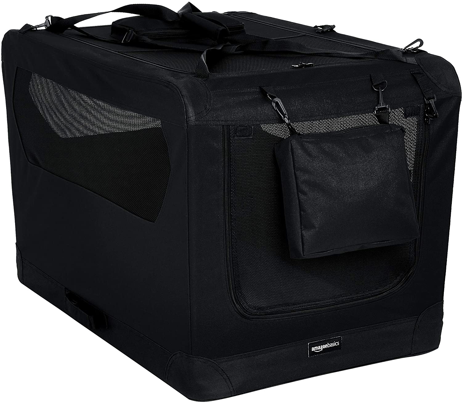  AmazonBasics – Transportín para mascotas abatible, transportable y suave de gran calidad, 91 cm, Negro 