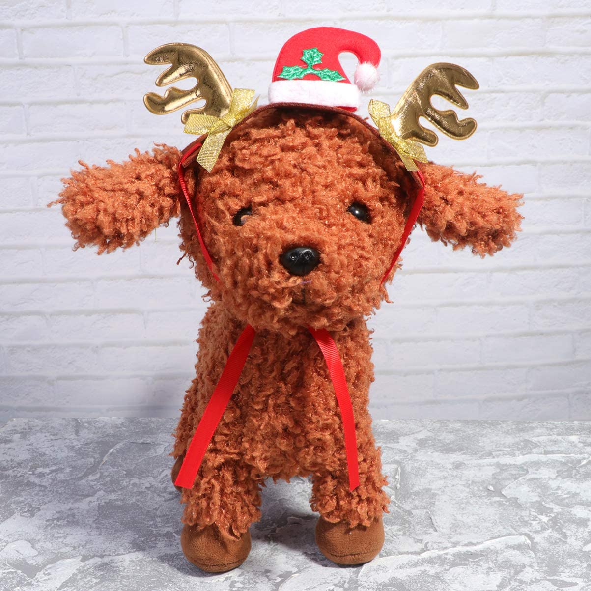  Amosfun Diademas para Mascotas de Navidad Diadema de Renos con Brillo Diademas Diademas de Alces para Mascotas Aros para el Pelo de Orejas de Perro de Navidad para Regalo de Gato de Perro de Navidad 