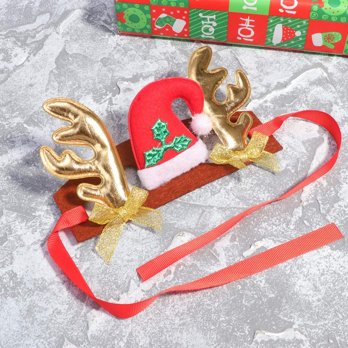  Amosfun Diademas para Mascotas de Navidad Diadema de Renos con Brillo Diademas Diademas de Alces para Mascotas Aros para el Pelo de Orejas de Perro de Navidad para Regalo de Gato de Perro de Navidad 