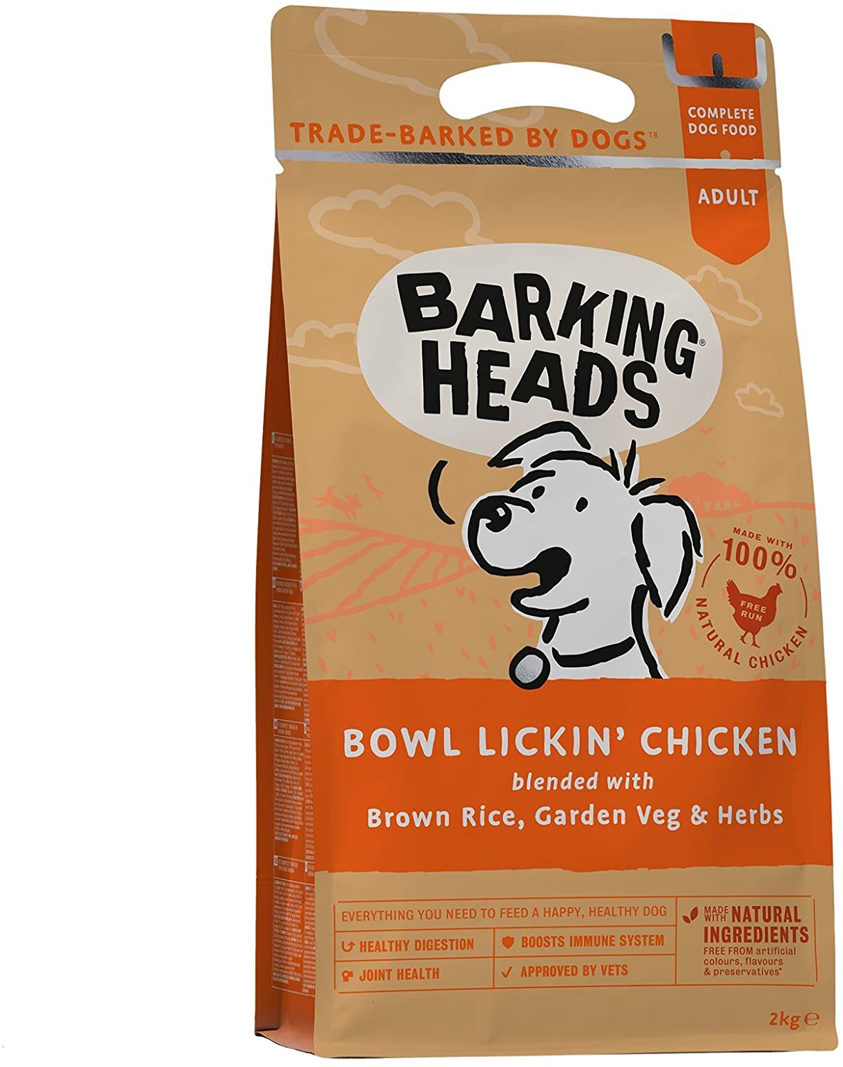  Barking Heads Comida Seca para Perros - Bowl Lickin' Chicken - Pollo 100% natural sin aromas artificiales, Ayuda a mejorar la digestión y la salud de las articulaciones, 2 kg 