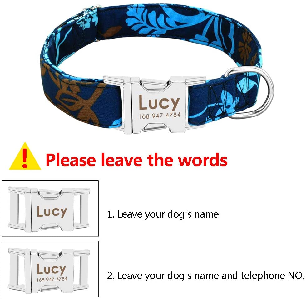  Beirui - Collar ajustable para perro con placa de identificación personalizable y hebilla de liberación rápida; para perros pequeños, medianos y grandes. Tallas S, M y L 