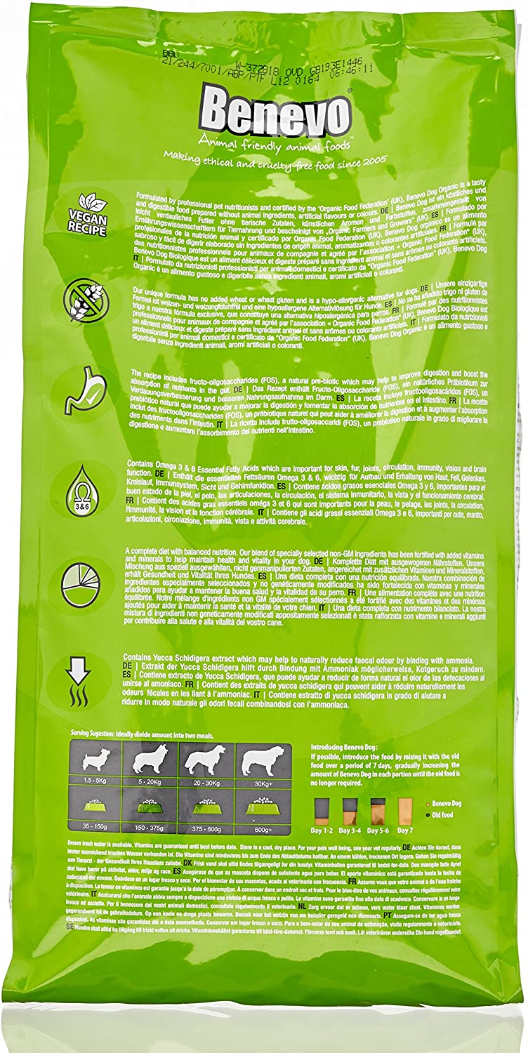  Benevo Alimento seco para perros sin trigo orgánico para adultos 