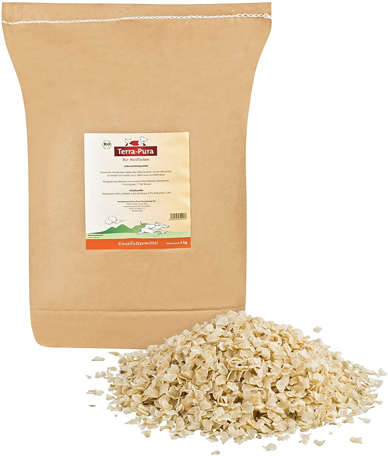  Bio copos de arroz 5000 g Terra de pura calidad alimentaria barf 