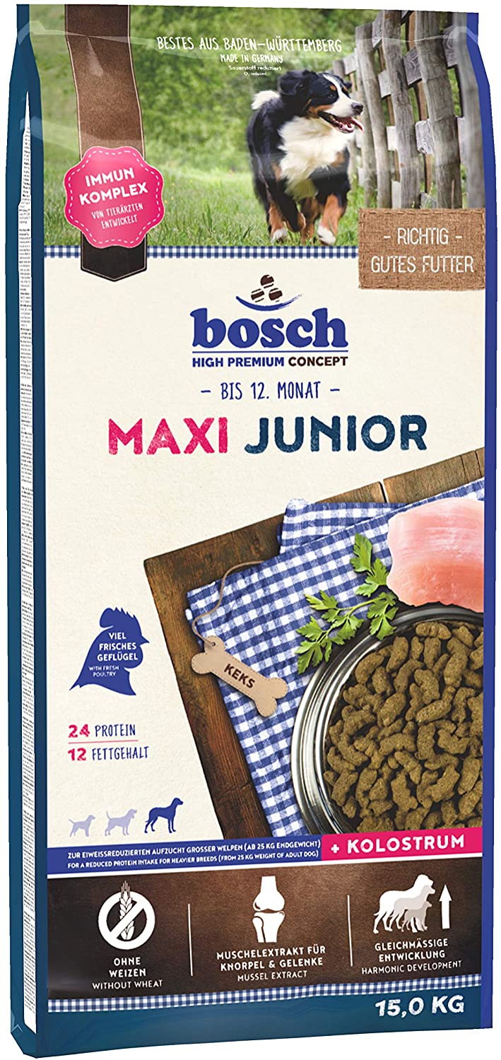  bosch HPC Maxi Junior | Comida seca para la cría de perros jóvenes de razas grandes | Reducido en proteínas 