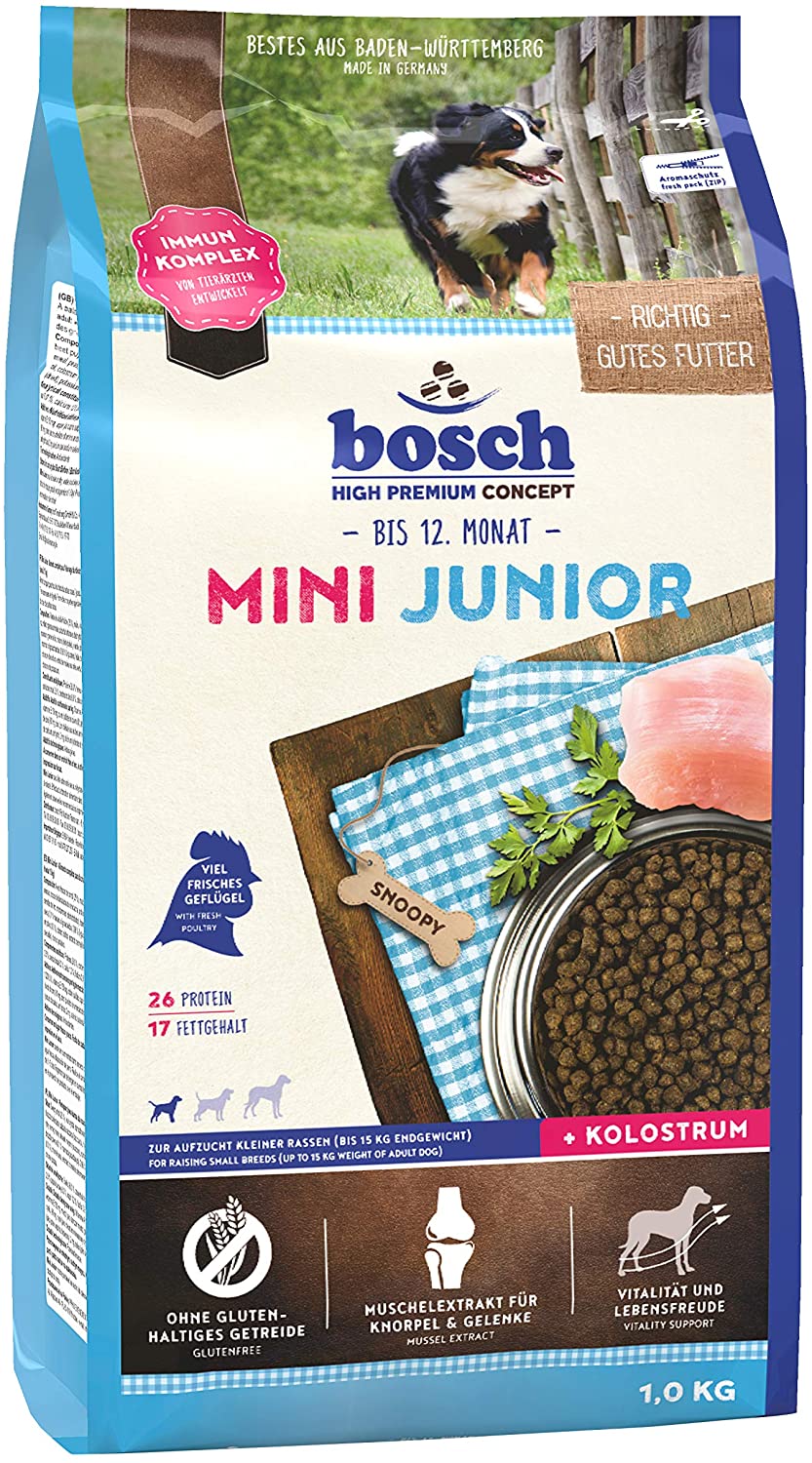  bosch HPC Mini Junior | Comida seca para perros jóvenes de todas las razas | Fortalece las defensas y el sistema inmunitario del perro | 1 kg 