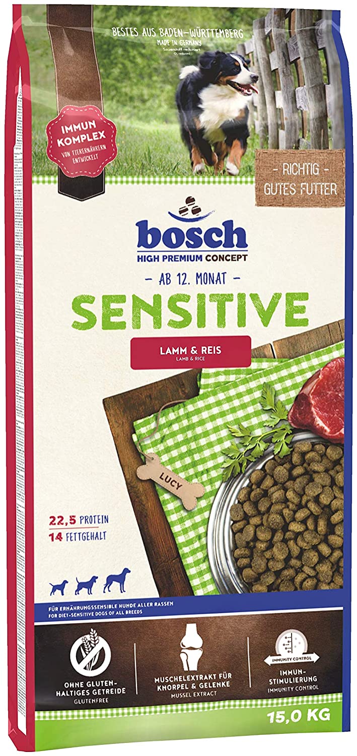  bosch HPC Sensitive |Cordero y Arroz | Comida seca para perros nutricionalmente sensibles de todas las razas | 15 kg 