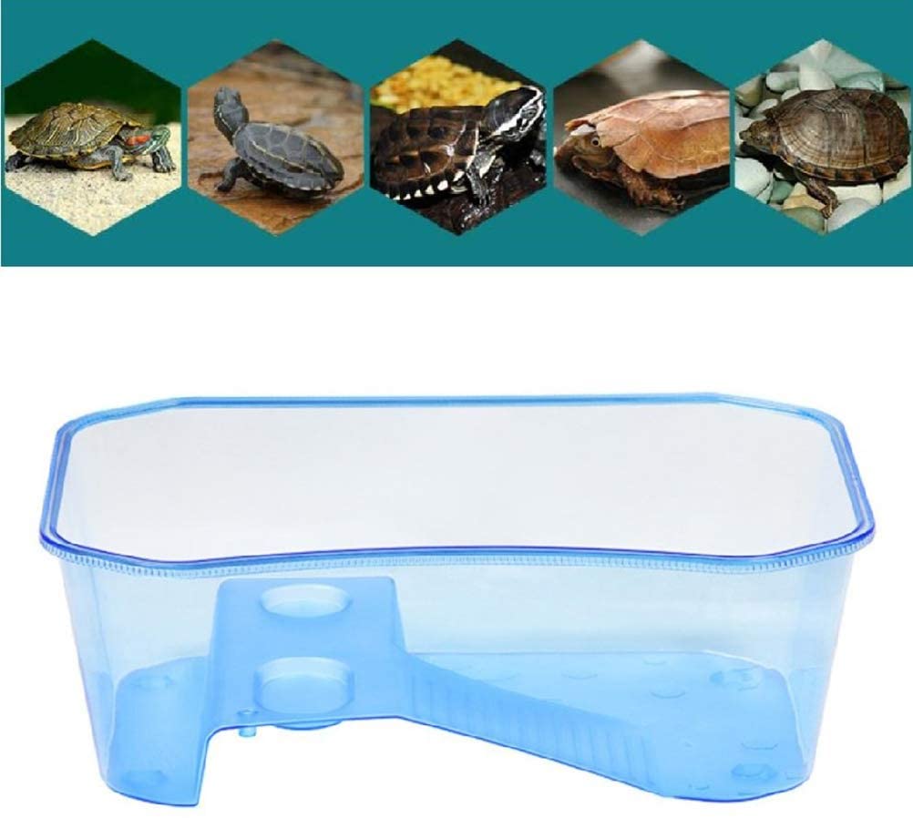  BovoYa Tanque de Acuario Semitransparente de 1 Pieza, plástico Reptil Hábitat Tortuga Caja de cría de Animales Acuario con rampa Adecuado para Mascotas Que se arrastran 