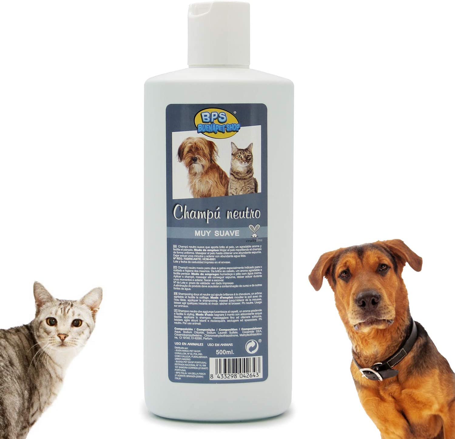  BPS Champú Neutro para Piel Delicada Shampoo para Perro Cachorro Animales Domésticos 500ml BPS-4264 